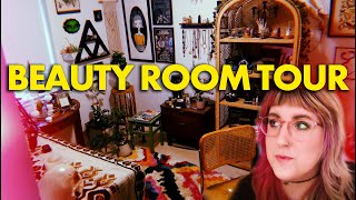 BEAUTY ROOM TOUR  |  makeup organization, decor, vintage furniture