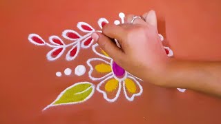 छान वेगळी रांगोळी डिझाईन। easy rangoli design। freehand rangoli design। traditional rangoli design