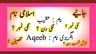 Aqeeb name meaning in urdu/ hindi | Aqeeb meaning | Islamic name meaning | English name|عقیب نام ۔