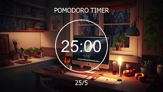 25/5 Pomodoro Timer ★︎ Cozy Room, Lofi Music for Study & Work Productivity ~ Focus Station