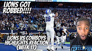 THE LIONS GOT ROBBED!! REACTION TO Detroit Lions vs Dallas Cowboys | 2023 Week 17 Game Highlights