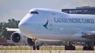 GE NX Engine ROAR from KMIA | Cathay Pacific Boeing 747-8F Spool Up