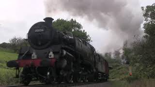 BR Standard Class 4 Tank No.80136 t&t LMS Black Five No.44806  at Darnholm [NYMR 2017]