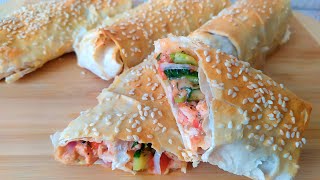 Рулетики из лаваша к копченой курицей и овощами / Pita bread rolls for smoked chicken and vegetables