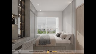 Phòng ngủ ấn tượng với gam màu xám – New Homes thiết kế và thi công nội thất