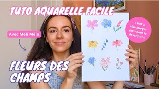 Aquarelle : 9 fleurs faciles 🌷🖌️Tuto spécial débutant #aquarelle #tutorial #fleurs