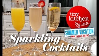 Sparkling Cocktails (Morning Mimosa, TK Bay Berry Fizz, Champagne Cocktail) / Tiny Kitchen Big Taste