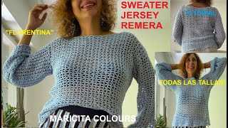 😘SWEATER A CROCHET "FLORENTINA" PASO A PASO TUTORIAL POR MARICITA COLOURS