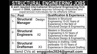 Structural Engineering Jobs in Lahore October 2024 November Structural Engineers, Managers & Draftsm