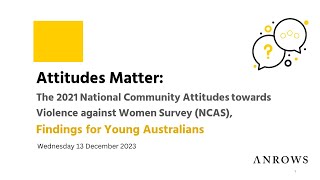 Young people's attitudes matter: 2021 NCAS Findings for young Australians