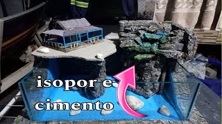 parte final como fazer incrível aquario 3 em 1 decoração com isopor e cimento