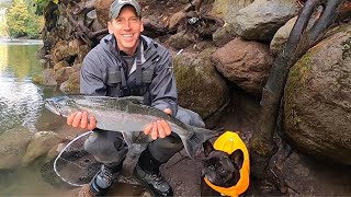 Coho Salmon Fishing On The  River! Catch & Cook!