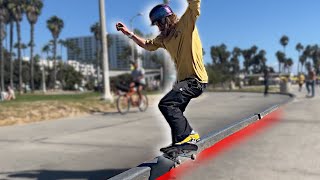 Skating curbs in Venice Beach