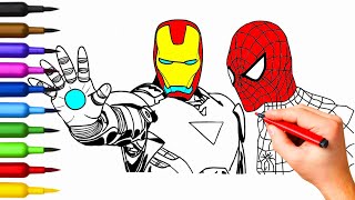 Iron Man and Spiderman Coloring | Marvel Heroes Coloring Page