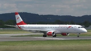 Austrian Airlines Embraer 195 takeoff at Graz Airport | OE-LWL