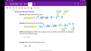 Factoring a Difference of Squares