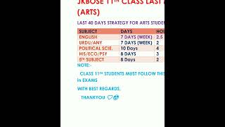 JKBOSE Last 40 Days Strategy Video For Class 11th Students