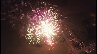 Birds eye view of fireworks in Wheelersburg Ohio on 2018-07-07 4k