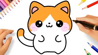 CÓMO DIBUJAR UN GATITO FACIL KAWAII 😻❤️