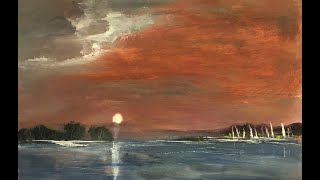 #learntopaint #seascapesunset LEARN TO PAINT A SUNSET SEASCAPE  GET TIPS AND TRICKS AND CHAT