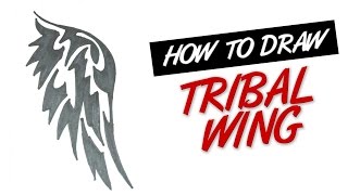 How to draw wing tribal tattoo design 1