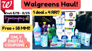 Walgreens Couponing Haul - Only Digital Coupons || FREE + $8 MM + QUADRUPLE DIP!? (6/19-6/25)