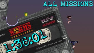 Worms Armageddon (PC) - All Missions speedrun in 1:36:01 (former WR)