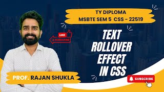 Text Rollover Effect in CSS | MSBTE SEM 5 - CSS - 22519 | FOR FOR IT / CO / AIML | TY DIPLOMA