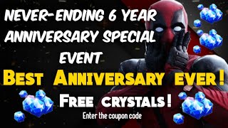 Never-ending 6 year anniversary! Best anniversary Ever! Free 300 crystals! Marvel Future Fight