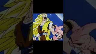 goku and buu biting each other