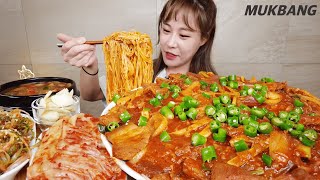 титр) Stir-fried Spicy pork Hot pepper Kimchi Noodles Fried rice Korean food REAL SOUND ASMR MUKBANG