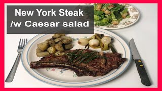 🍽Cómo Cocinar Un New York Steak 🥩caesar salad 🥗