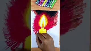 Diwali Drawing/Easy Candle drawing🕯️/Oil pastel drawing #shorts