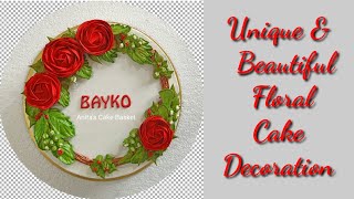 Floral cake decoration / Simple cake design/ New trick for cake decoration/ Easy cake decoration