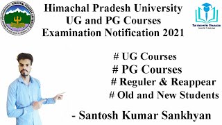 HPU UG and PG Courses Examination Notification 2021 | UG and PG Courses | Regular and Reappear | HPU