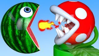 Learn Colors PACMAN vs Plant and Farm WaterMelon Magic Slide for Kid Children