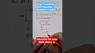 Rewriting Decimals as Fractions | Math Trick 😎 #math #decimals #fractions