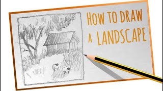 HOW TO DRAW A HOUSE in a LANDSCAPE with tree 🏡 [Pencil sketch]