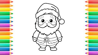 How to Draw Santa Claus for Kids 🎅❤️💚 Santa Claus Drawing and Coloring Page (with Glitter)