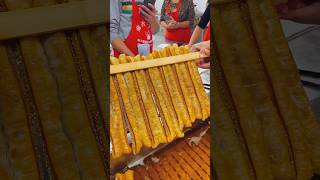 Stuffed fried dough sticks #streetfood #delicious #satisfyingvideo