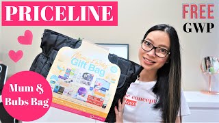 PRICELINE MUMS & BUBS BAG *FREE GIFT*...I ONLY SPENT $40!! + DONATION TO SHARE THE DIGNITY CHARITY