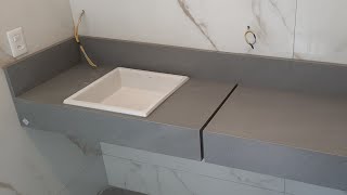 Como instalar bancada de porcelanato com cuba de louça!