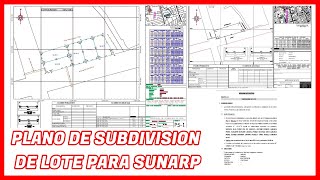 Plano de subdivisión de lote en DWG para SUNARP 👈