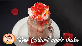 സീതപ്പഴം ഷേക്ക് | Rose custard apple shake | Custard apple shake by Tasty Garnish