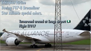 Ethiopian Boeing 787-8 Dreamliner, Star Alliance livery | Landing and turnaround at Enugu Airport