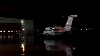 Late Rainy Night Piaggio P-180 Avanti Taxi-In and Shutdown