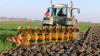 Ploughing using a 9 furrow Rumptstad ECO Plough | FENDT 824 Turbomatik | ploegen / Pflügen