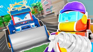 Oh no! SUPER BULLDOZER  is out of control! Stop him, SUPER ROBOT! | Robot & Excavator Transform