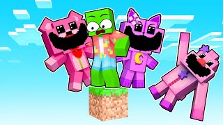 One Block Skyblock with SMILING CRITTERS SISTERS in Minecraft!