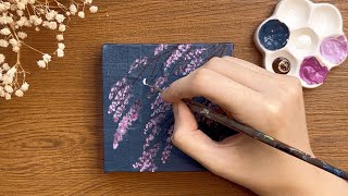 2 Beautiful Painting Tutorial:  Moonscape and Cherry Blossom Window View Paintings #painting